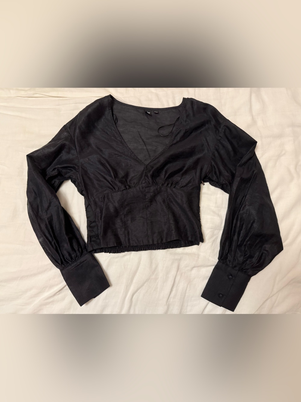 Icone by Simons black V neck top